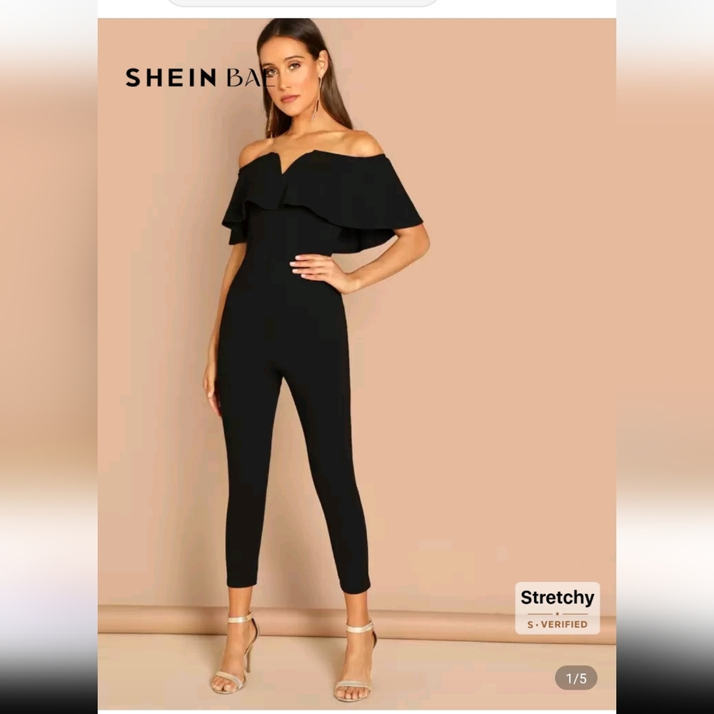 SHEIN Black Off-Shoulder Jumpsuit